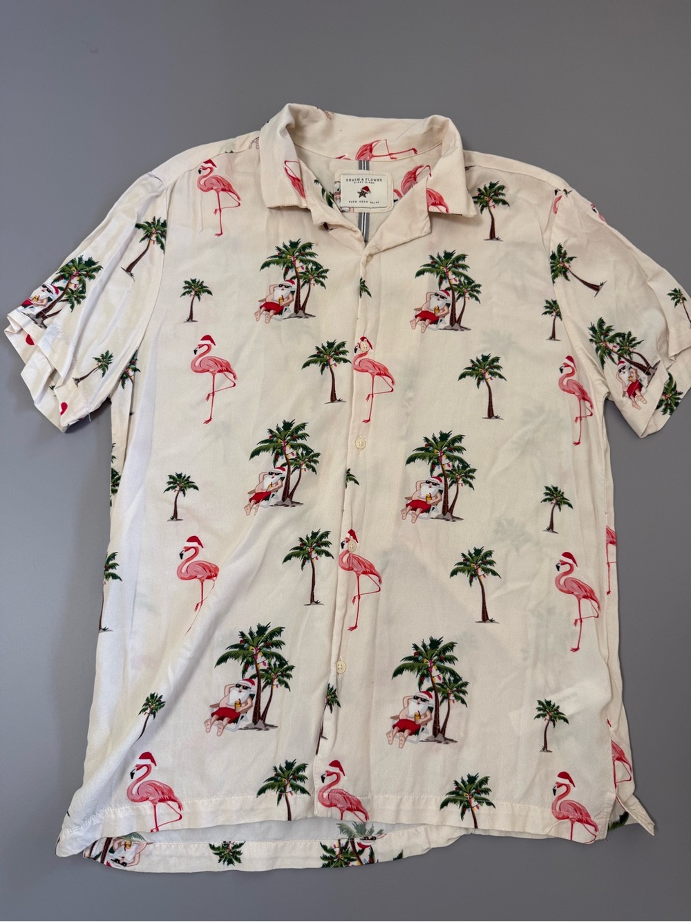 Denim & Flower Ricky Singh Christmas Tropical Button Down Shirt‎ Mens M. I14